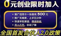 网申系统高价推卡渠道,全国首付合伙人政策!